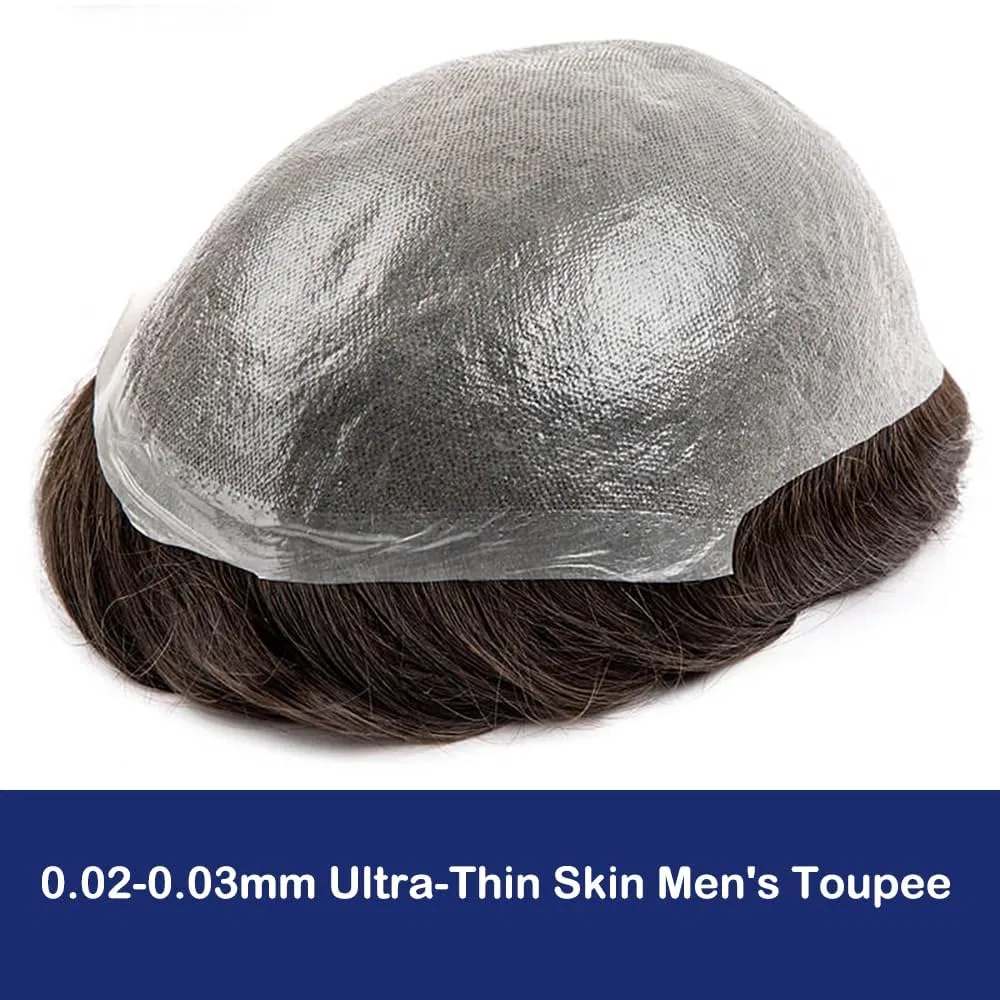 Мужской парик-накладка из натуральных волос Ultra-Thin Skin Ehairc, 2# — фото 2