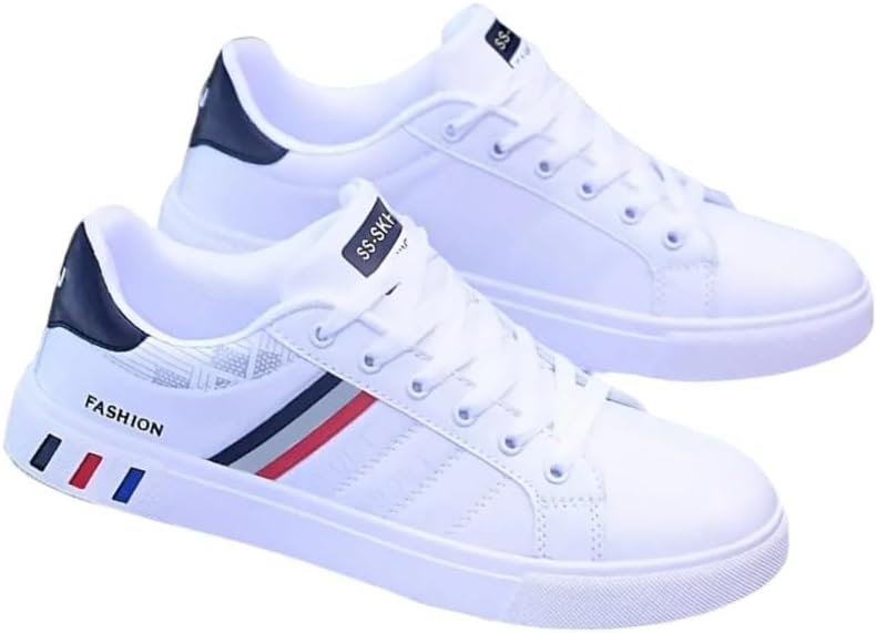 

Мужские кроссовки на шнуровке FmShi, с полосатым дизайном, для скейтборда, обеспечивают хорошее сцепление, дышащие и удобные, белый/черный