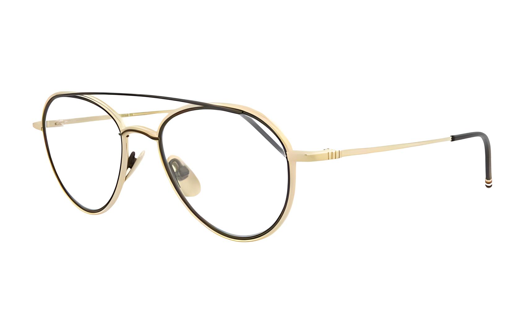

THOM BROWNE Матовые синие авиаторы с жёлтым золотом, Gold