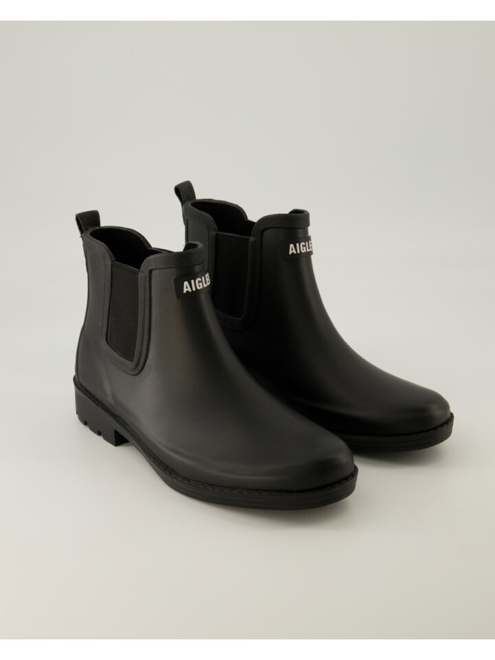 Женские резиновые сапоги Aigle короткие на каблуке, черный