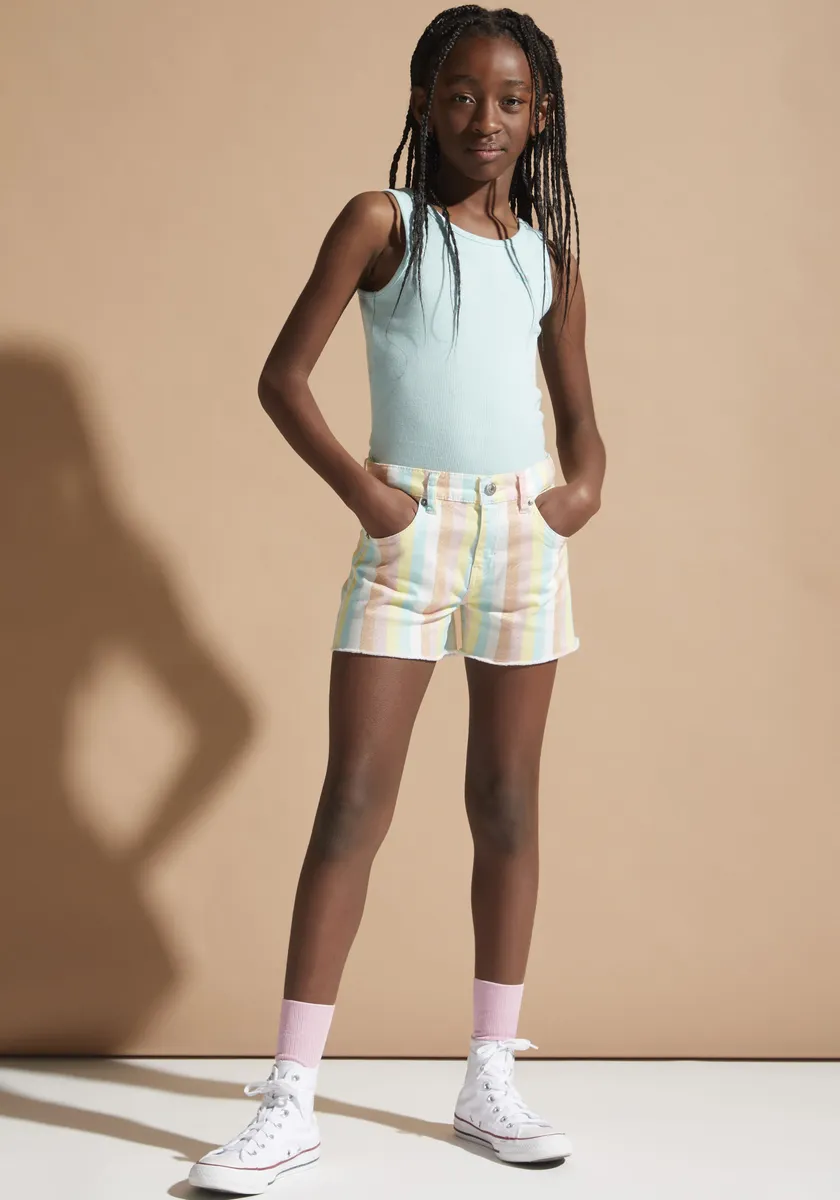 

Детские шорты Levi's с цветными полосками для ДЕВОЧЕК Levi'S Kids, цвет Pear Sorbet
