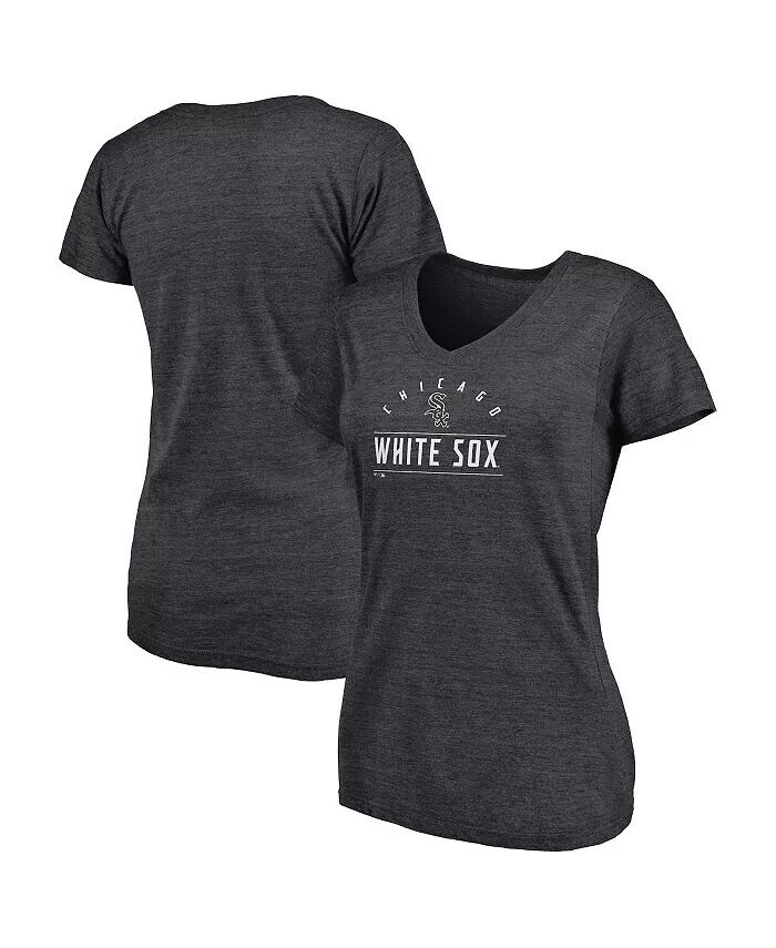 

Женская футболка Heather Charcoal Chicago White Sox League Leader с v-образным вырезом Fanatics
