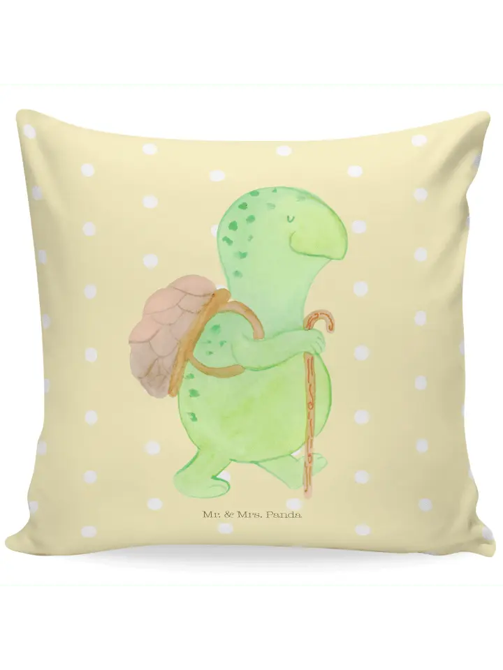 

Подушка Mr & Mrs Panda 40x40 Schildkröte Wanderer, пастельно-желтый