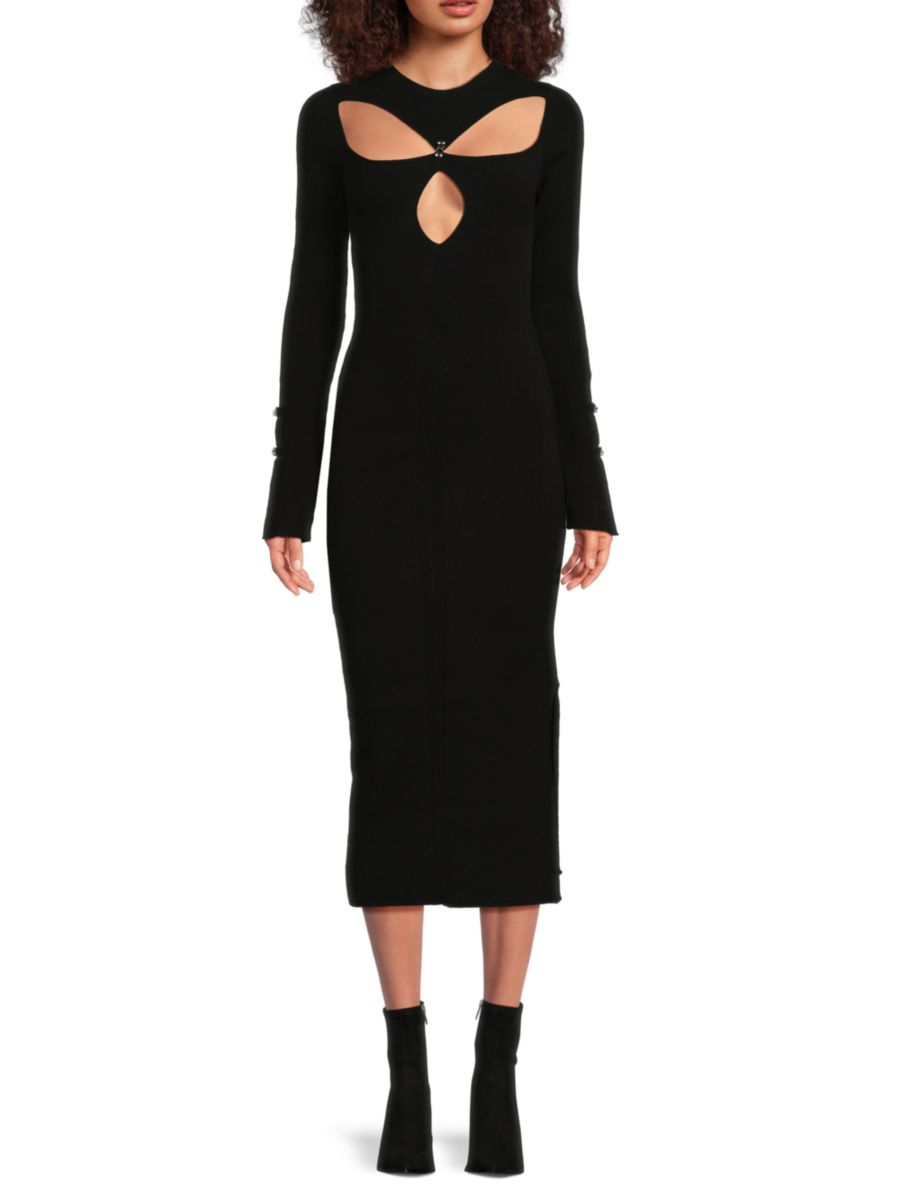 

Платье-свитер макси с вырезами Sonia Rykiel, черный