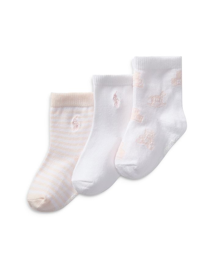 

Носки Polo Girls' Essential Tossed Bear, упаковка из 3 шт. - для малышей Ralph Lauren, розовый