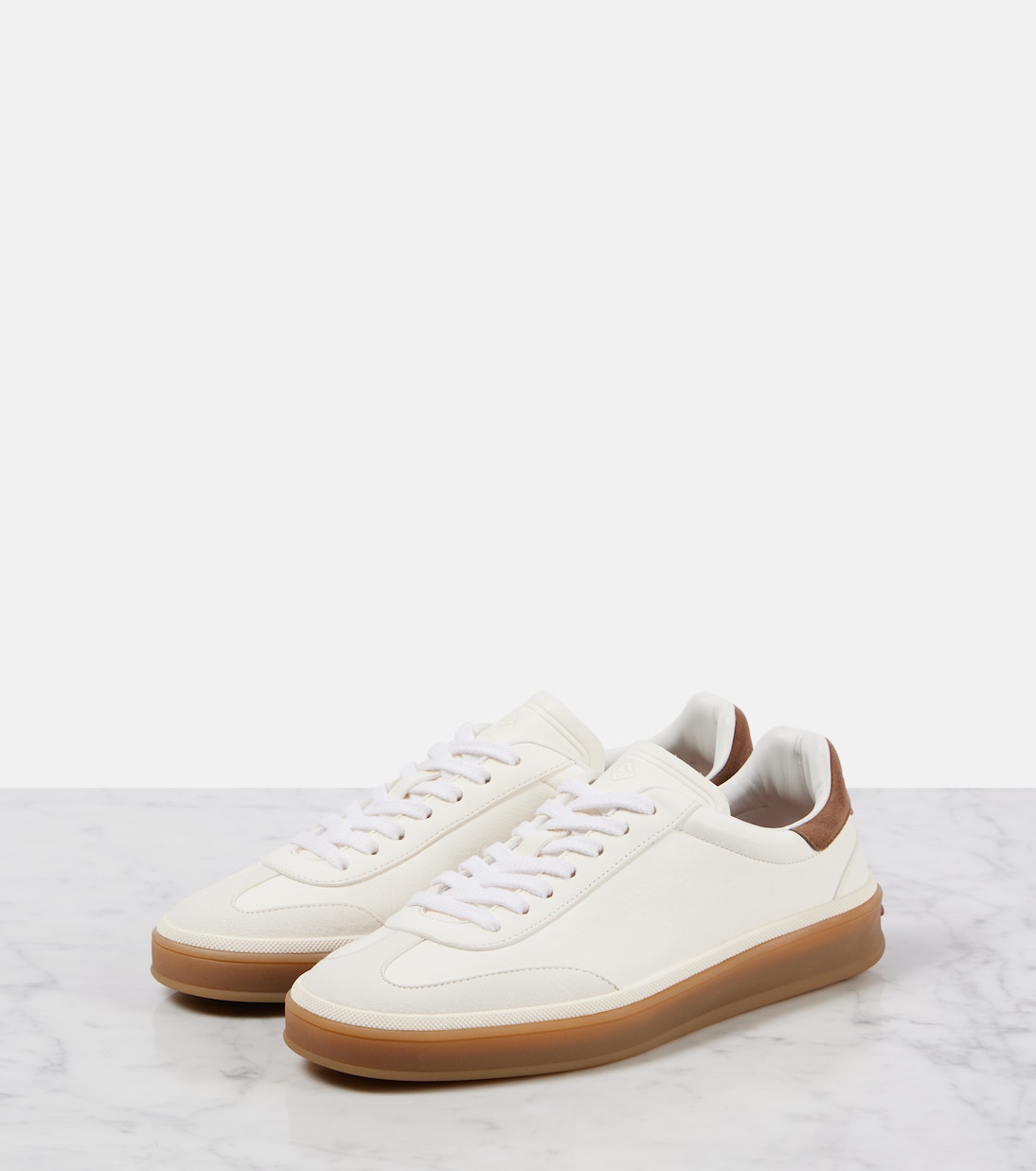 Кроссовки Tennis Walk из кожи с замшевой отделкой Loro Piana, белый — фото 4
