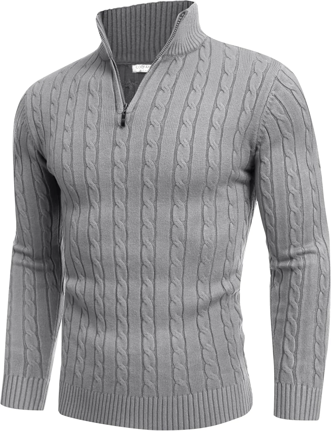 

COOFANDY мужской свитер с четвертью молнии Slim Fit вязаный