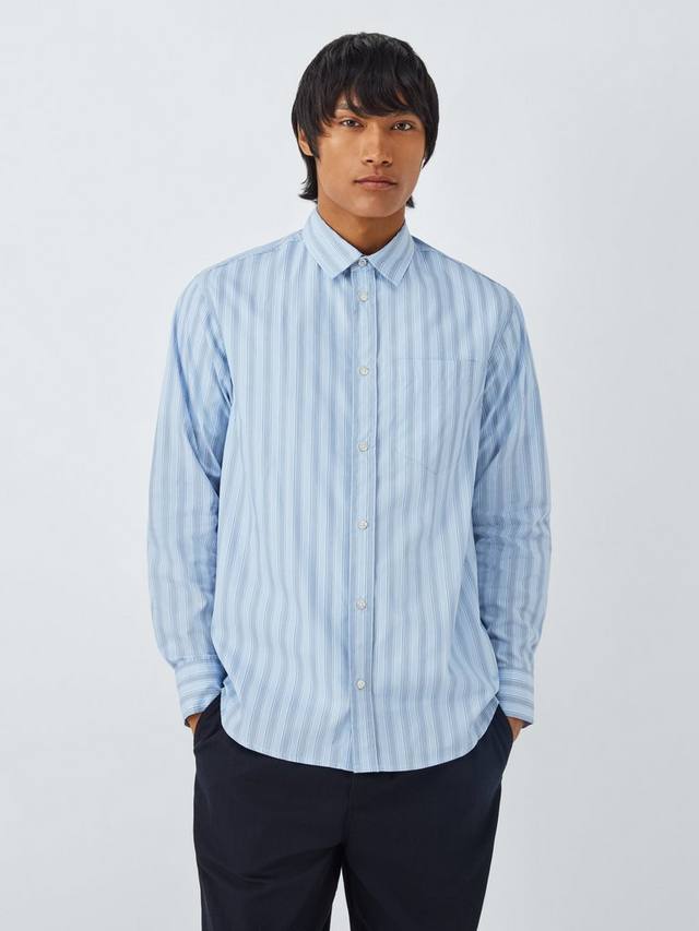 

Хлопковая рубашка Nico Cotton Regular Fit в полоску WOOD WOOD, Chambray Blue