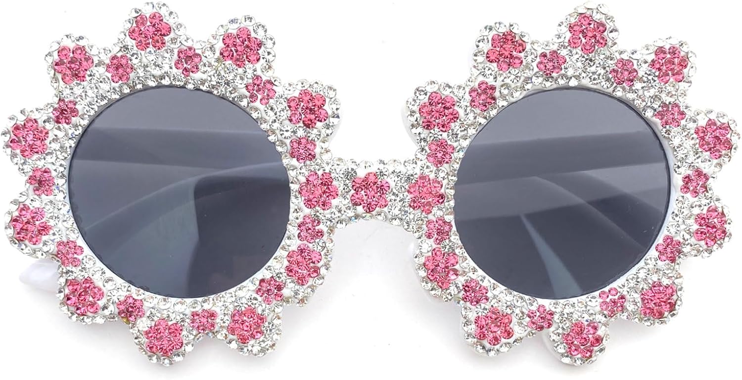 

Круглые солнцезащитные очки с цветочным узором и бриллиантами для женщин, роскошные, конфетного цвета, милые розовые солнцезащитные очки, блестящие, со стразами, защита от ультрафиолета UV400 mincl, White