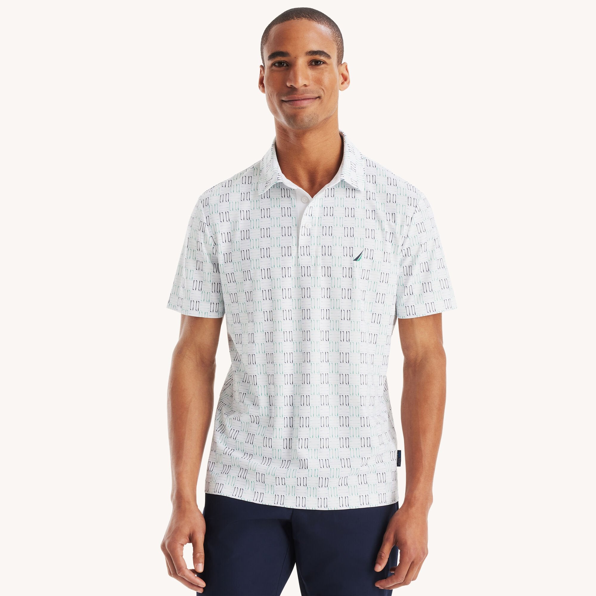 

Мужская футболка-поло Nautica Navtech Classic Fit Printed Golf Polo, цвет bright white