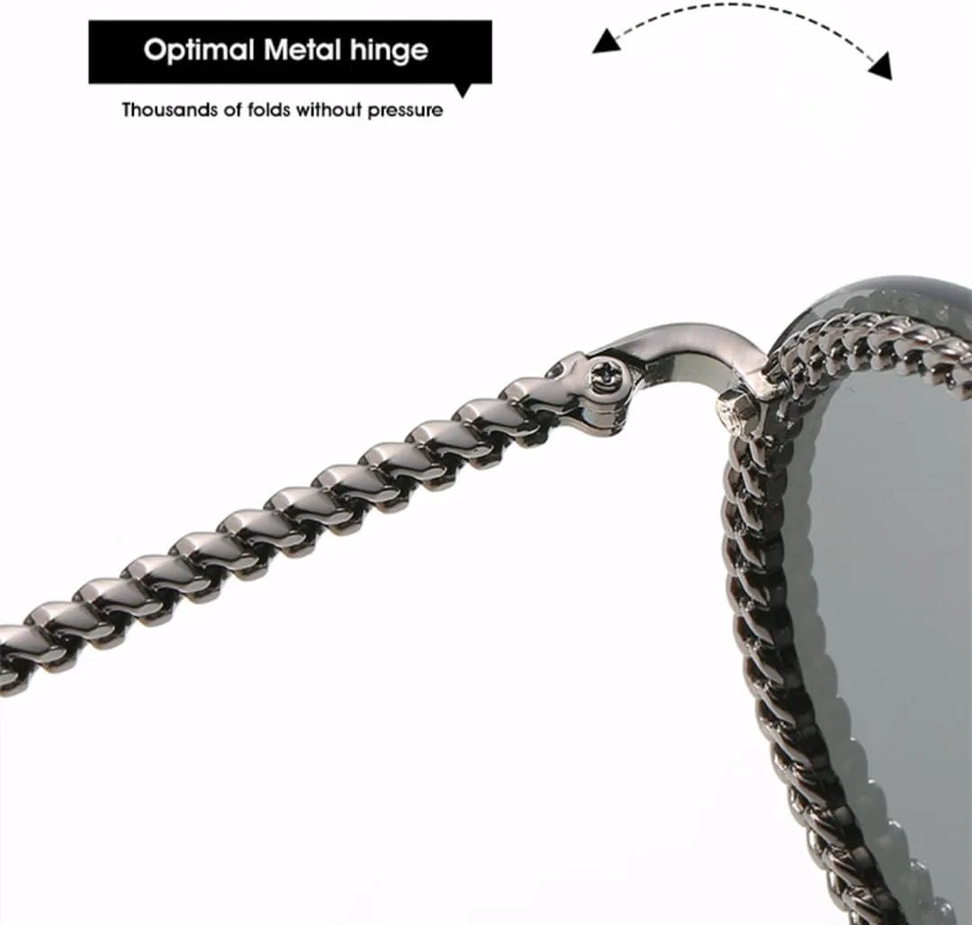 

Роскошные круглые солнцезащитные очки без оправы с металлической цепочкой для женщин, круглые солнцезащитные очки с градиентным покрытием VVTWSSW, Gradient Brown