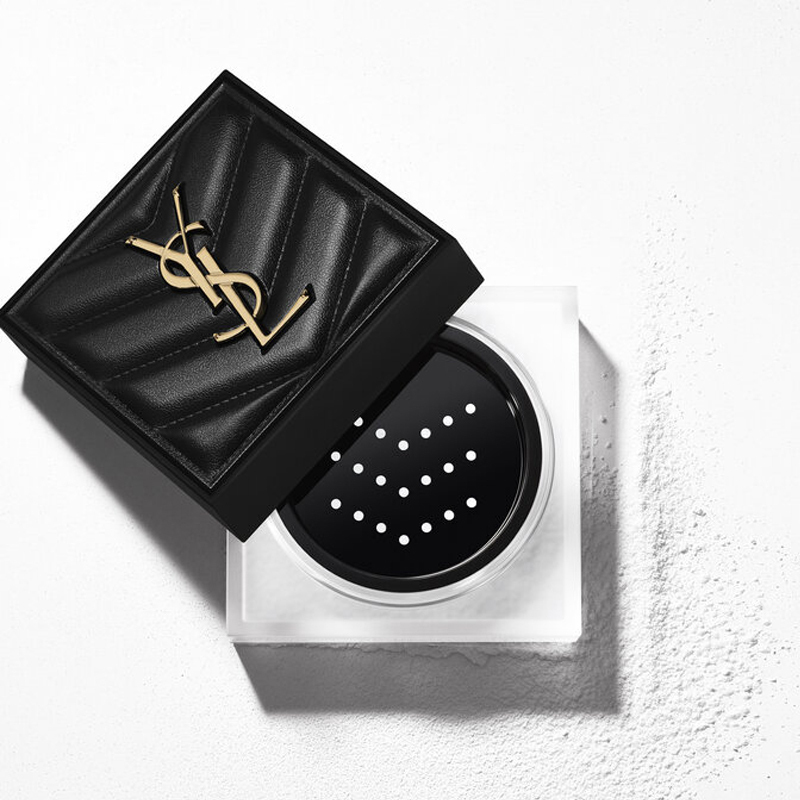 Пудра Cloud Leather Cushion+Leather Soft Matte Honey для макияжа, осветляющая тон кожи и фиксирующая SAINT LAURENT, leather soft matte honey powder #01 light transparent white — фото 3