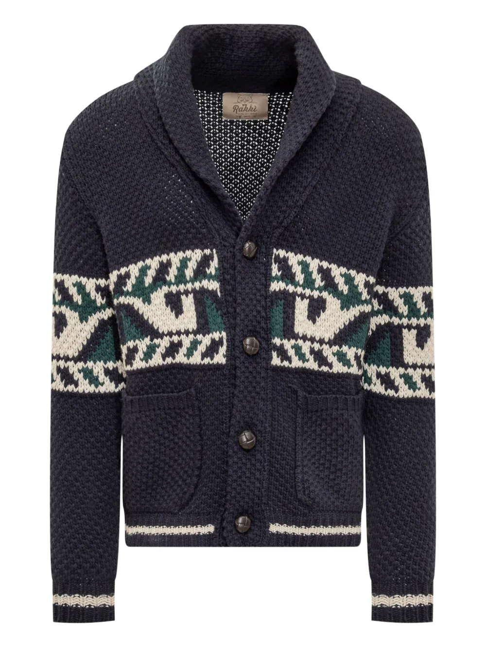 

Жаккардовый кардиган Rakki с воротником-шалькой Rakki, синий