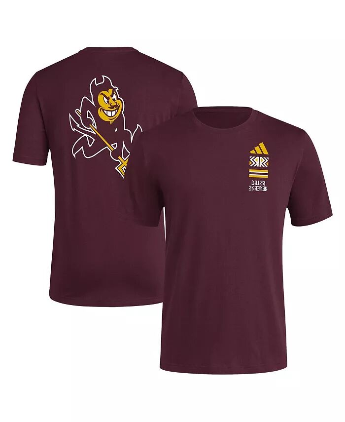 

Футболка мужская бордовая с эффектом потертости Arizona State Sun Devils Reverse Retro Baseball 2 Hit adidas