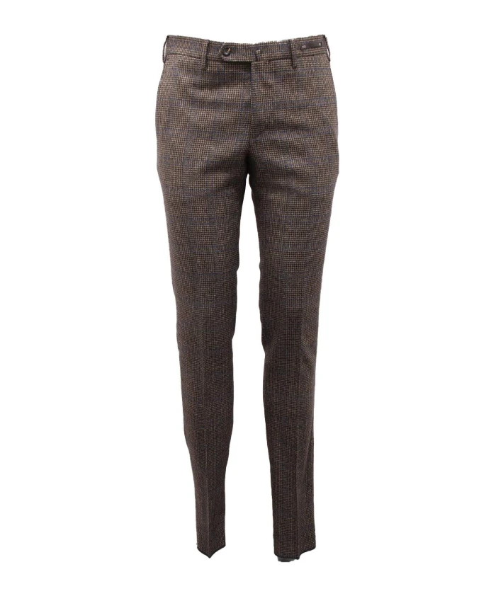 

Узкие шерстяные брюки, клетчатый узор «Глен». Pt01, коричневый