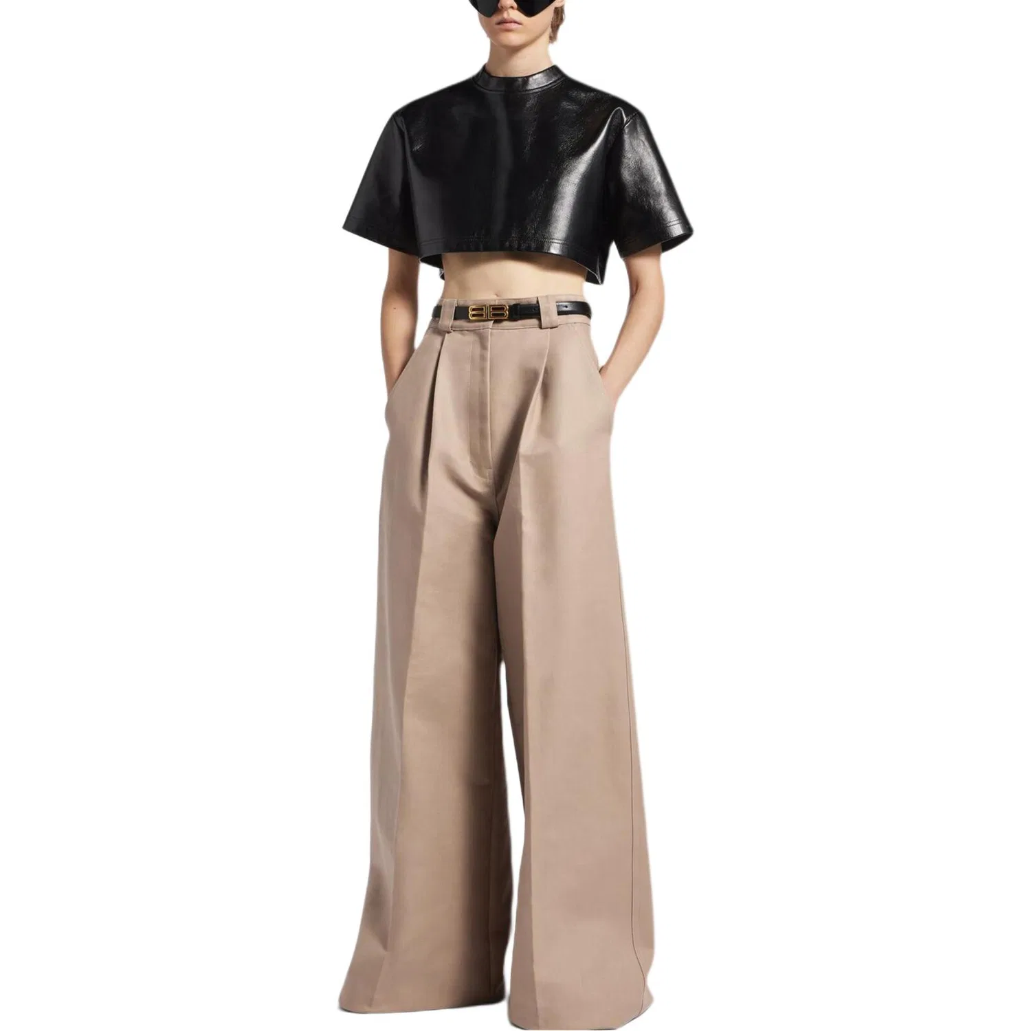 Брюки повседневные SS26 свободного кроя женские Balenciaga, Sand Dune — фото 3