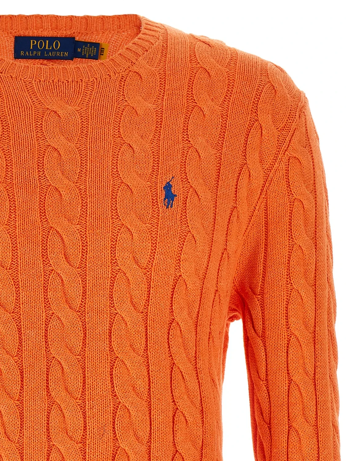 Хлопковый вязаный свитер POLO RALPH LAUREN, оранжевый — фото 3