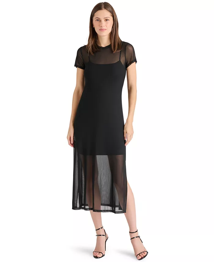 

Женское платье-миди Nola Mesh Steve Madden, черный