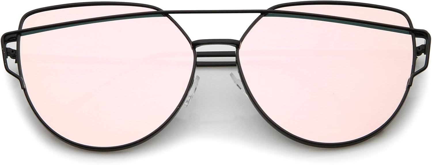 

Солнцезащитные очки-авиаторы zeroUV с увеличенной металлической оправой, тонкими дужками и цветными зеркальными плоскими линзами, диаметр линз 62 мм, Black / Pink Mirror