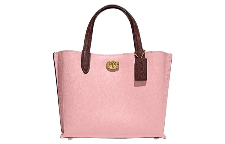 

Willow Полированная Кожа с Эффектом Гальки Одноплечевая Сумка Средний Размер Женская Розовая COACH