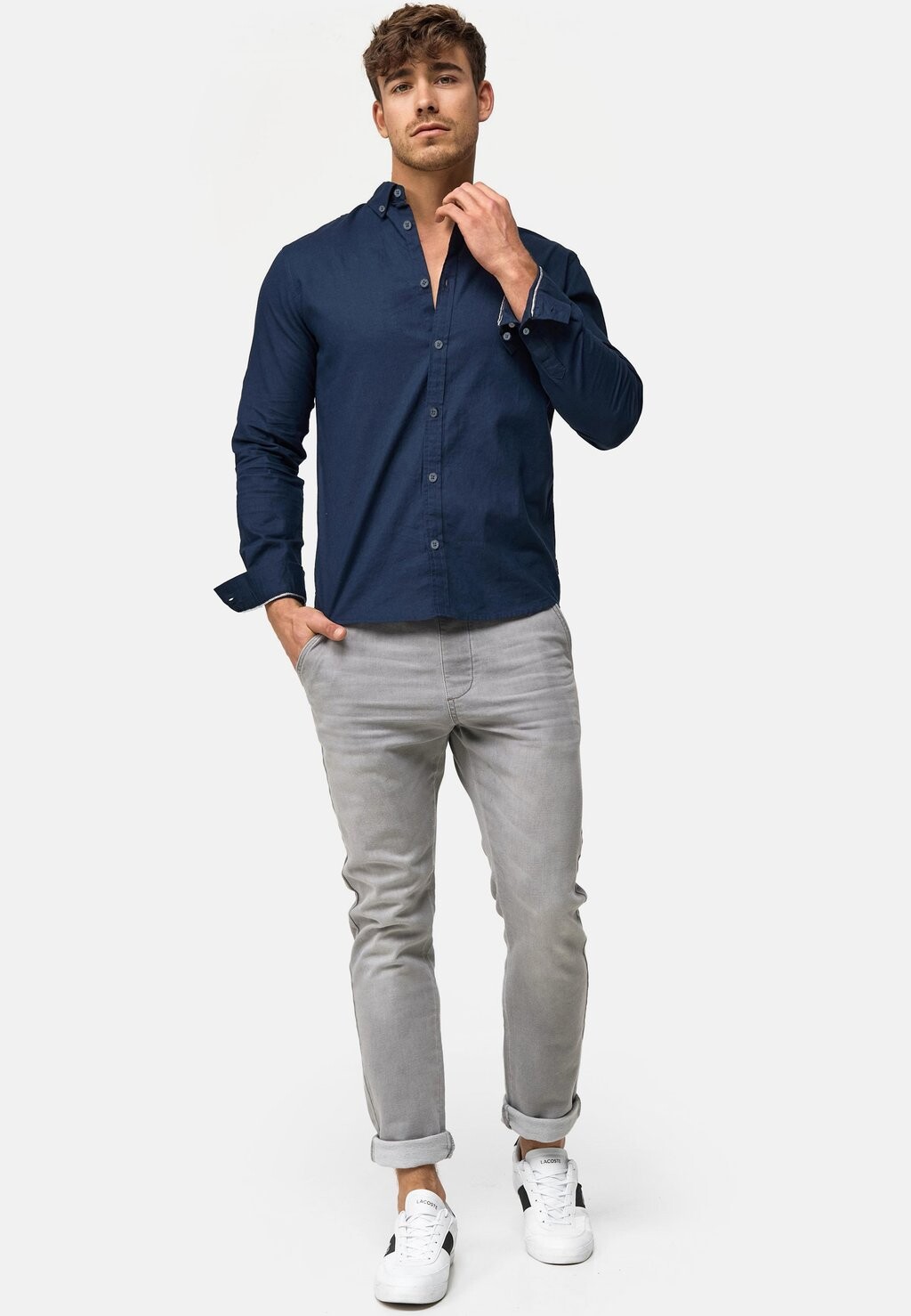 

Рубашка LANGARM BRAYDEN INDICODE JEANS, цвет navy solid