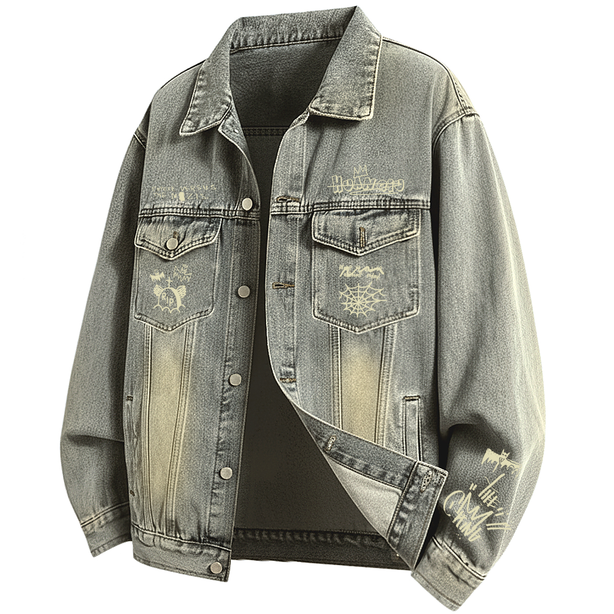 

HUANQIU Джинсовая куртка Unisex Lapel Thickened Multi Pocket 3 Pcs Or Two Above