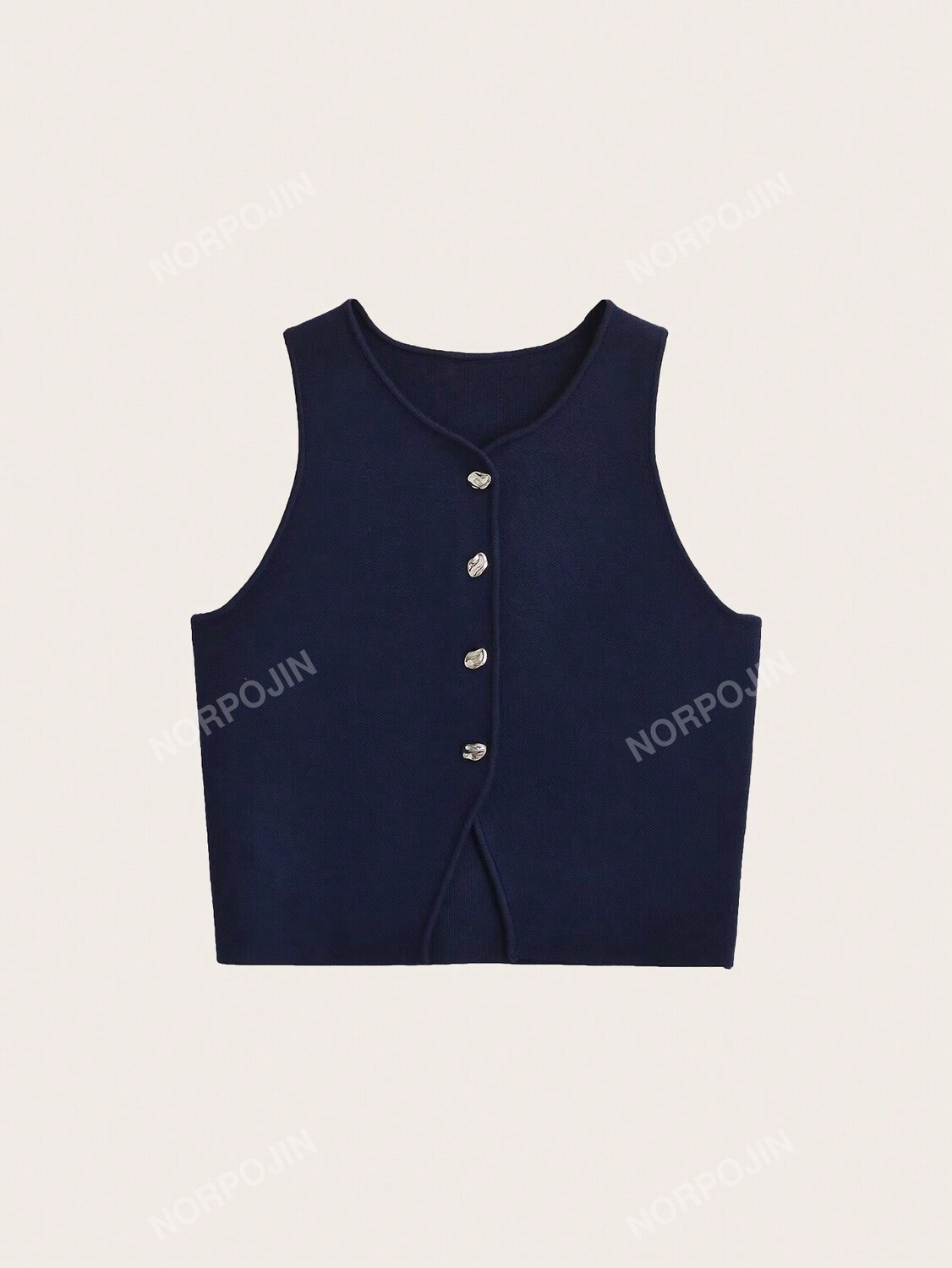 

Передняя пуговица разделяет вязаный край, темно-синий