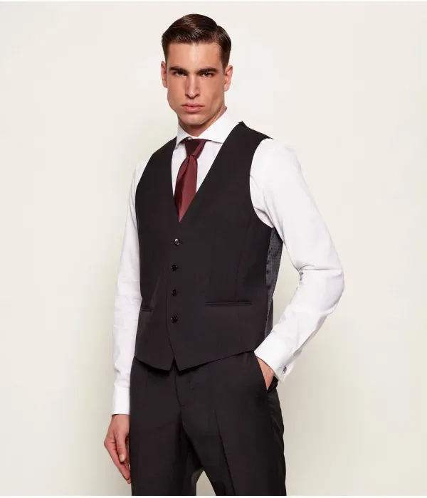 Огромный шерстяной жилет slim fit Boss, черный