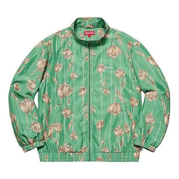 

Куртка floral silk track jacket 'green tan' Supreme, зеленый