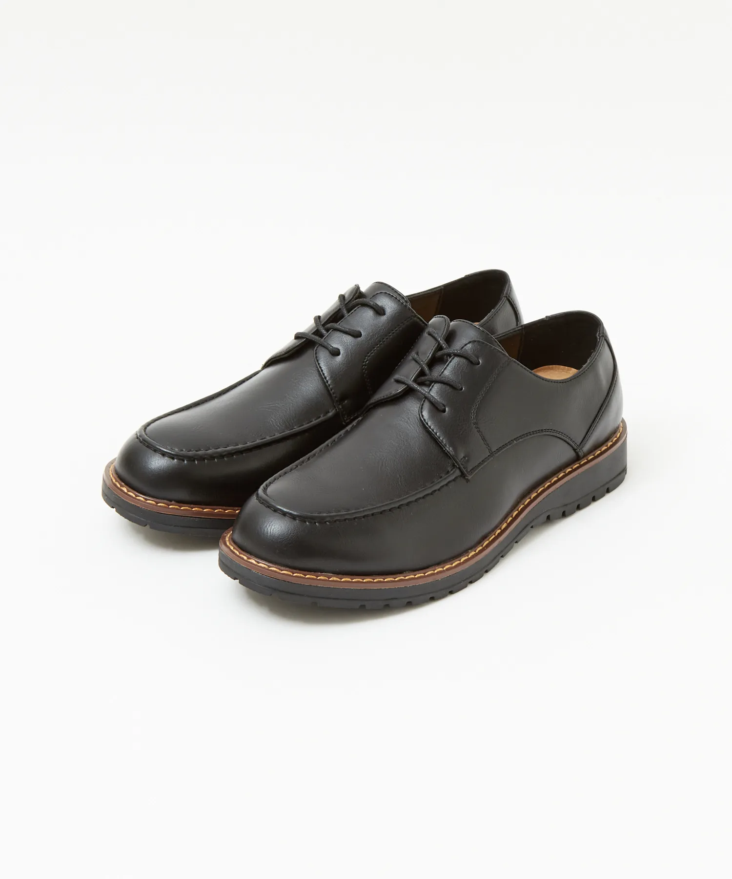 Унисекс туфли из синтетической кожи Tank Sole Plain Toe Oxford U-Tip черные MYSELF ABAHOUSE — фото 2