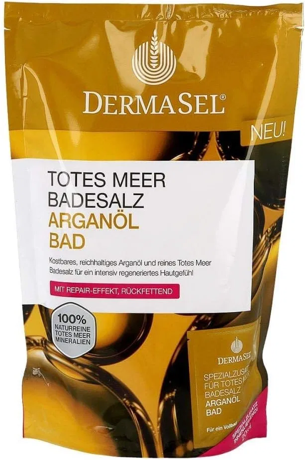 Соль для ванн DERMASEL Dead Sea с аргановым маслом, 400 г + 20 мл Dermasel