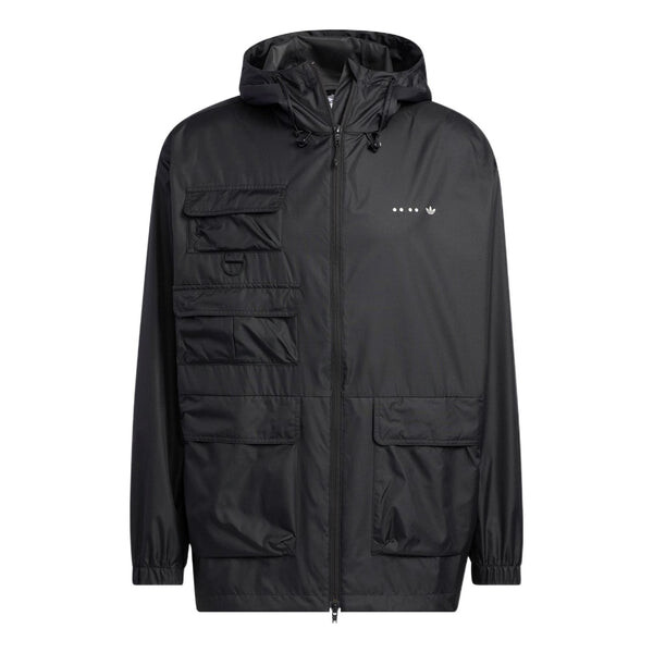 

Куртка Men's adidas originals SS22 Solid Color Stand Collar Hooded Drawstring Sports Jacket Autumn Black, черный