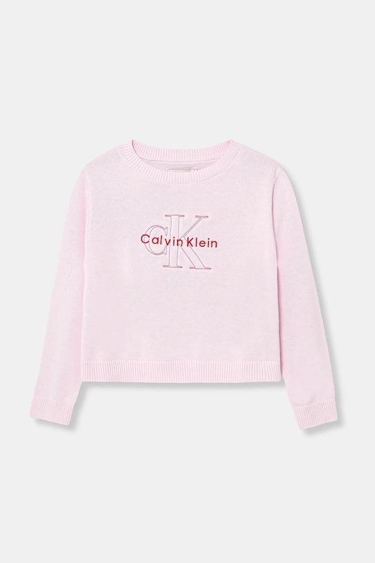 

Детская хлопковая толстовка Calvin Klein Jeans, розовый