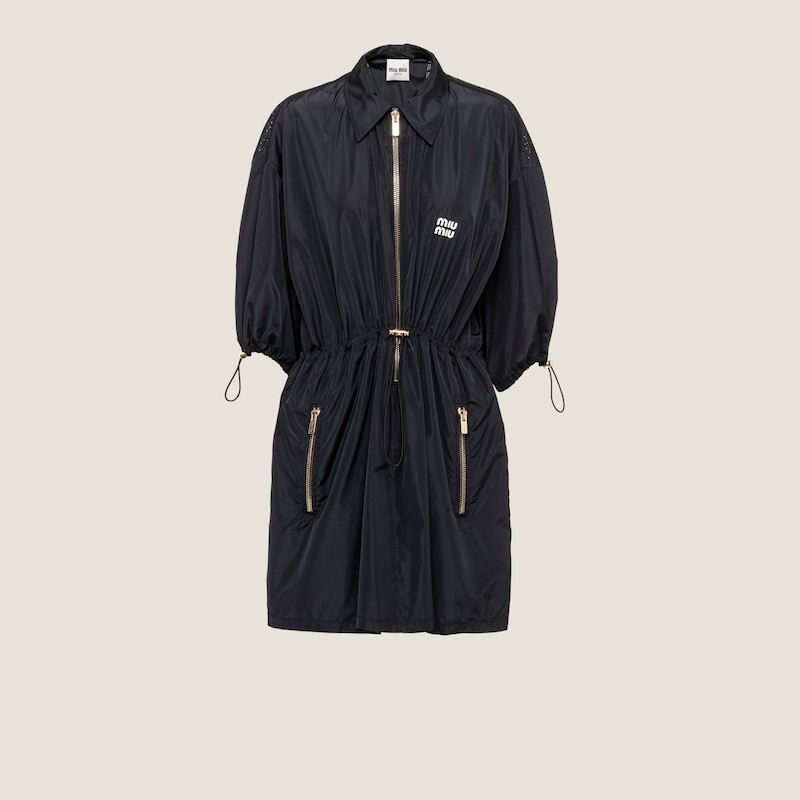 

Короткое платье из технического шелка Miu Miu, синий