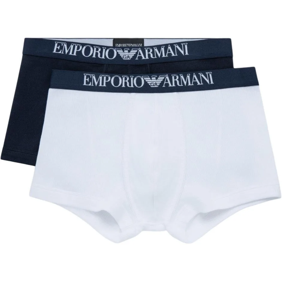 Два боксерских шорт EMPORIO ARMANI, 2 Pack (White+Navy Blue)