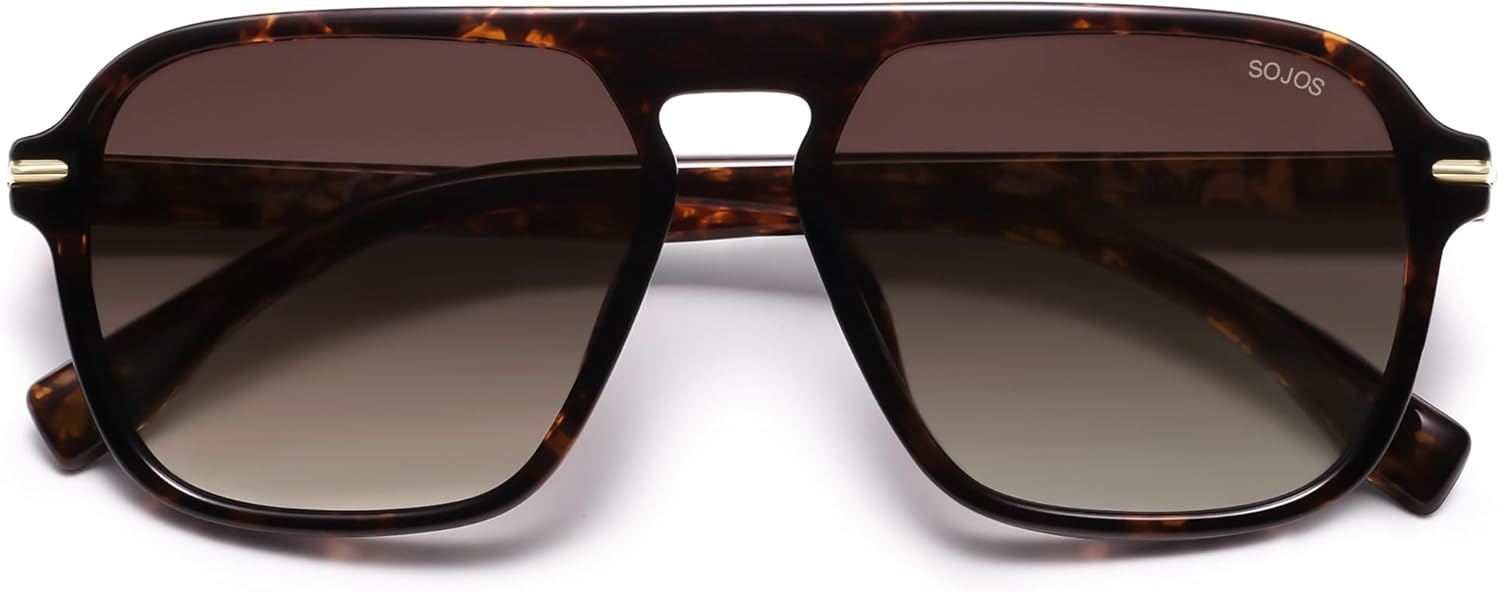 

Солнцезащитные очки SOJOS Retro Aviator с поляризацией для мужчин и женщин, модные винтажные квадратные очки-пилот для мужчин SJ2370, Tortoise Frame Brown Grading Lens