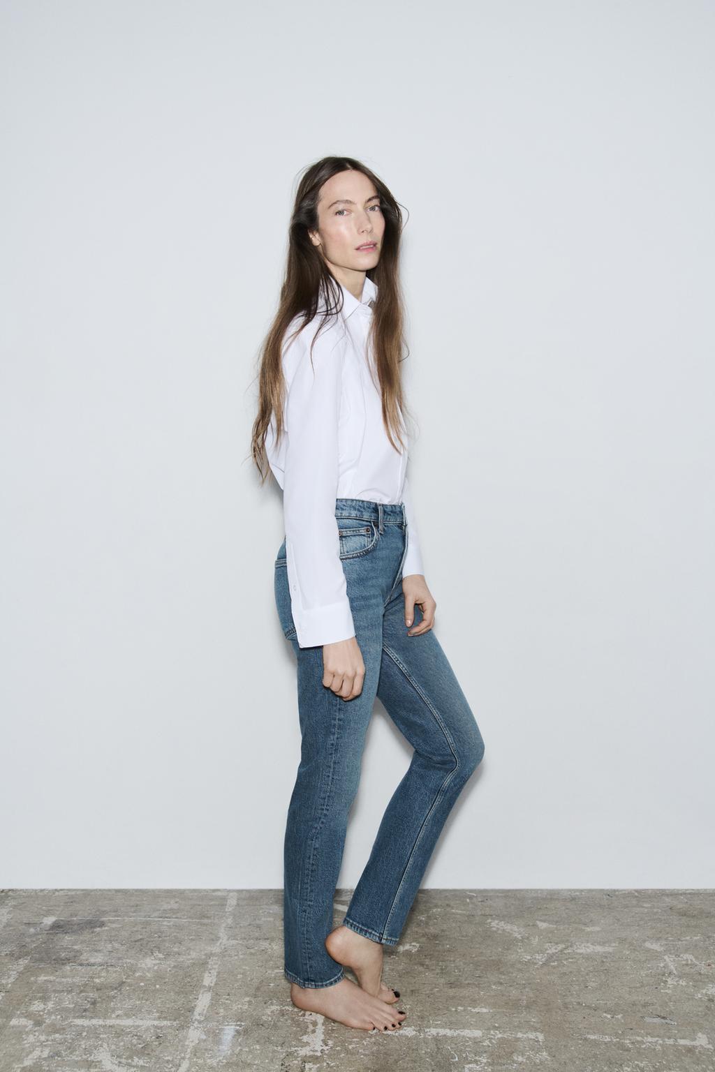 

Узкие джинсы с высокой талией ZARA, цвет Faded blue