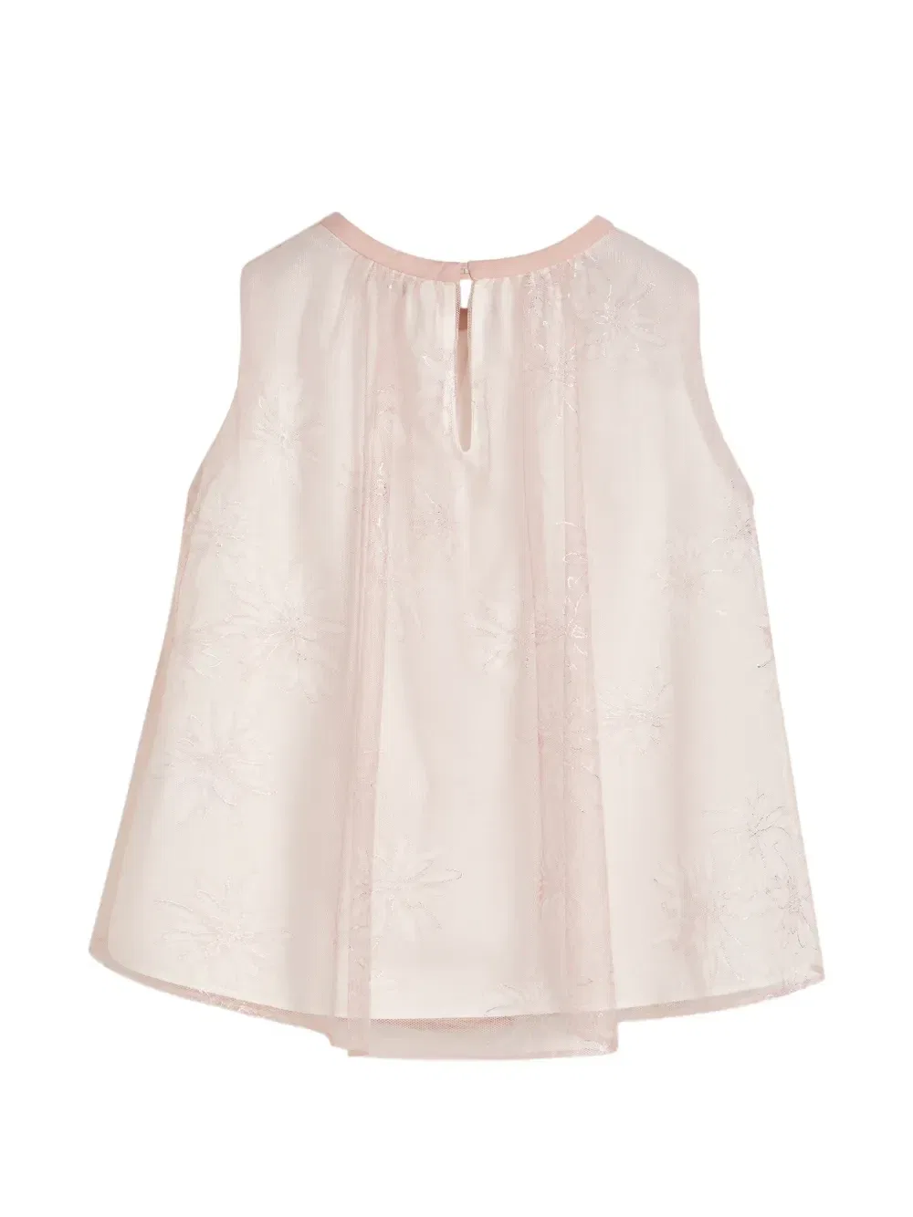 Блестящий топ из тюля с ромашковым принтом Brunello Cucinelli Kids, розовый — фото 2