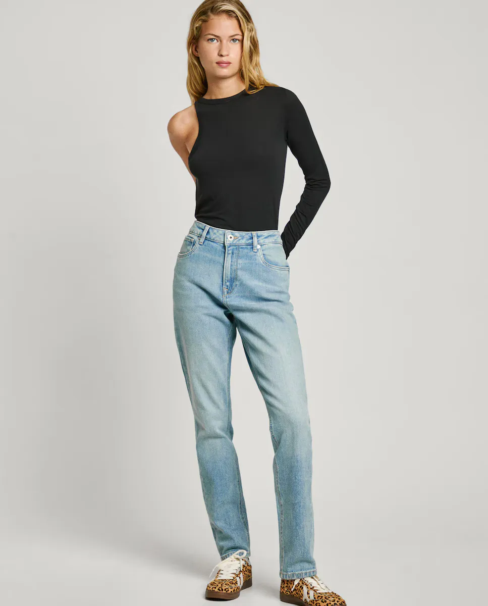 

Женские прямые джинсы Violet с завышенной талией с эффектом потертости Pepe Jeans, голубой