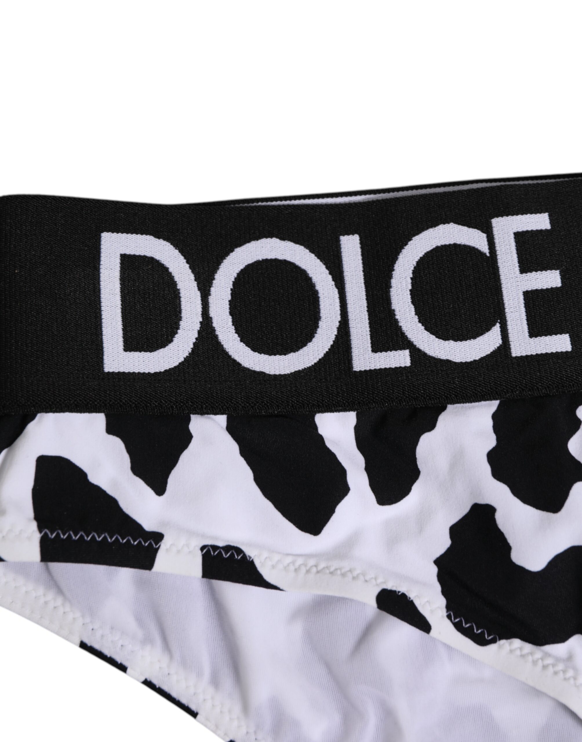 Белые нейлоновые трусики с высокой талией и леопардовым принтом Dolce & Gabbana, черно-белый — фото 2