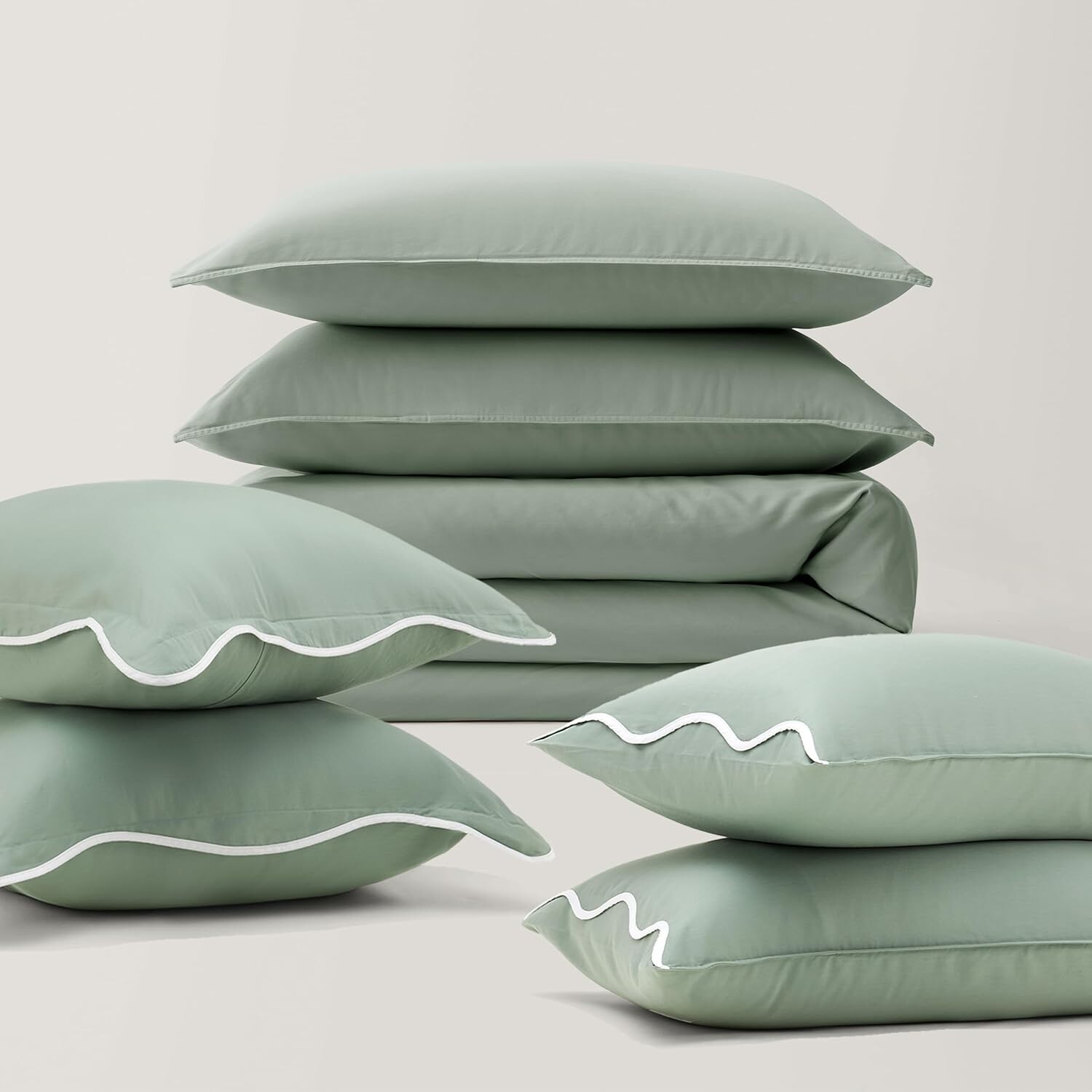 

Комплект пододеяльников из хлопкового тенселя с двойной строчкой Double Stitch by Bedsure