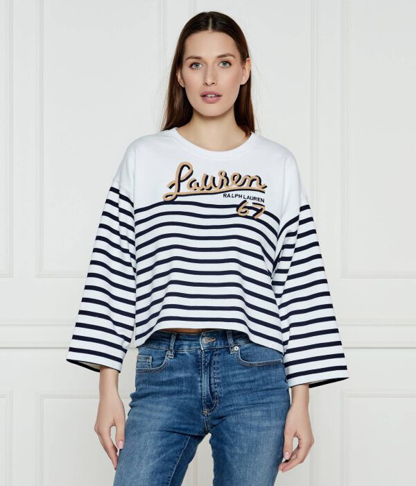 

Лонсглив женский Lauren Ralph Lauren свободного кроя в полоску, белый