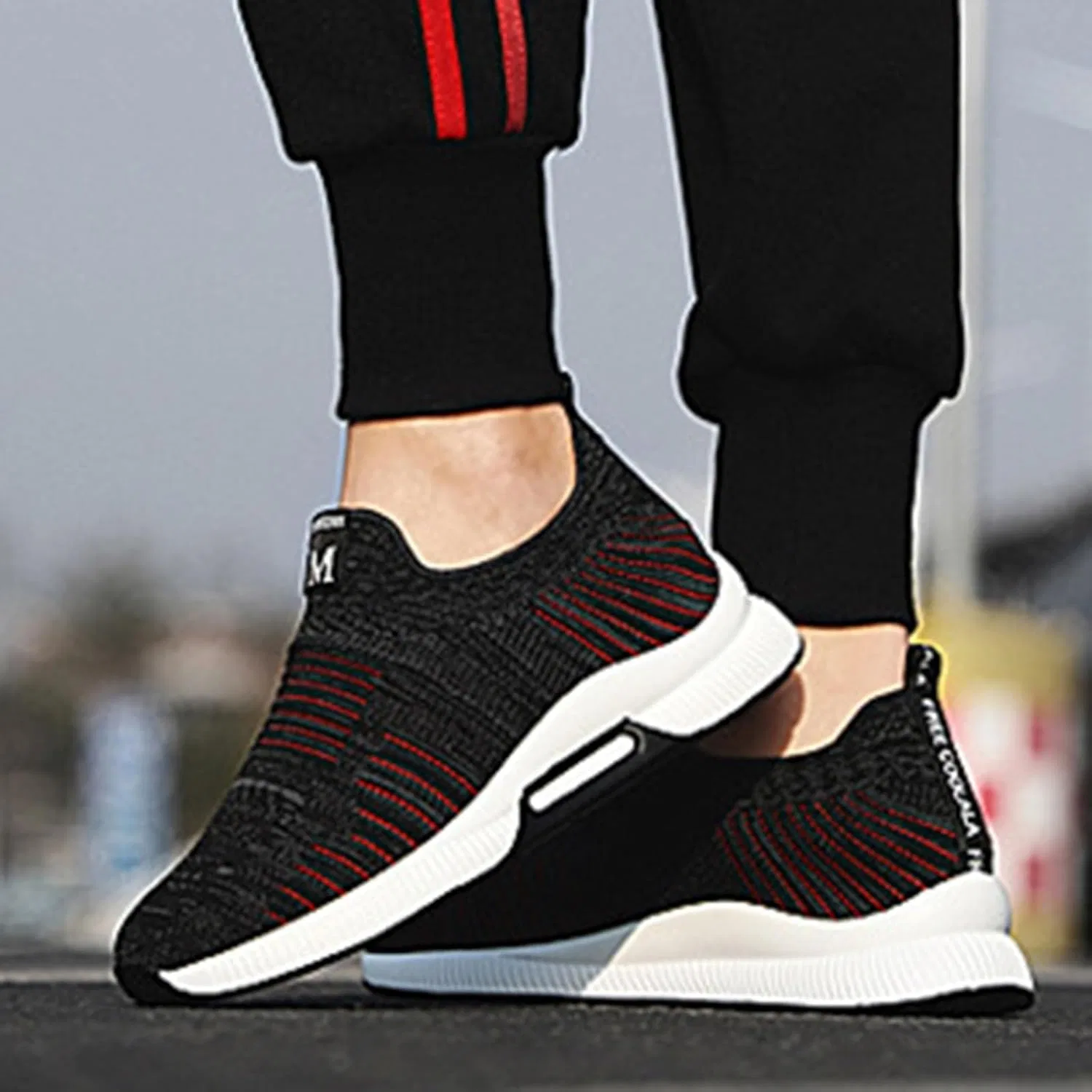 Кроссовки Herrenschuhe mit Erhöhung, lässige Mesh-Sneaker, leichte, atmungsaktive Sportschuhe zum Schnüren mit verstecktem Hebeabsatz für Männer, cm Generic, Schwarz — фото 2