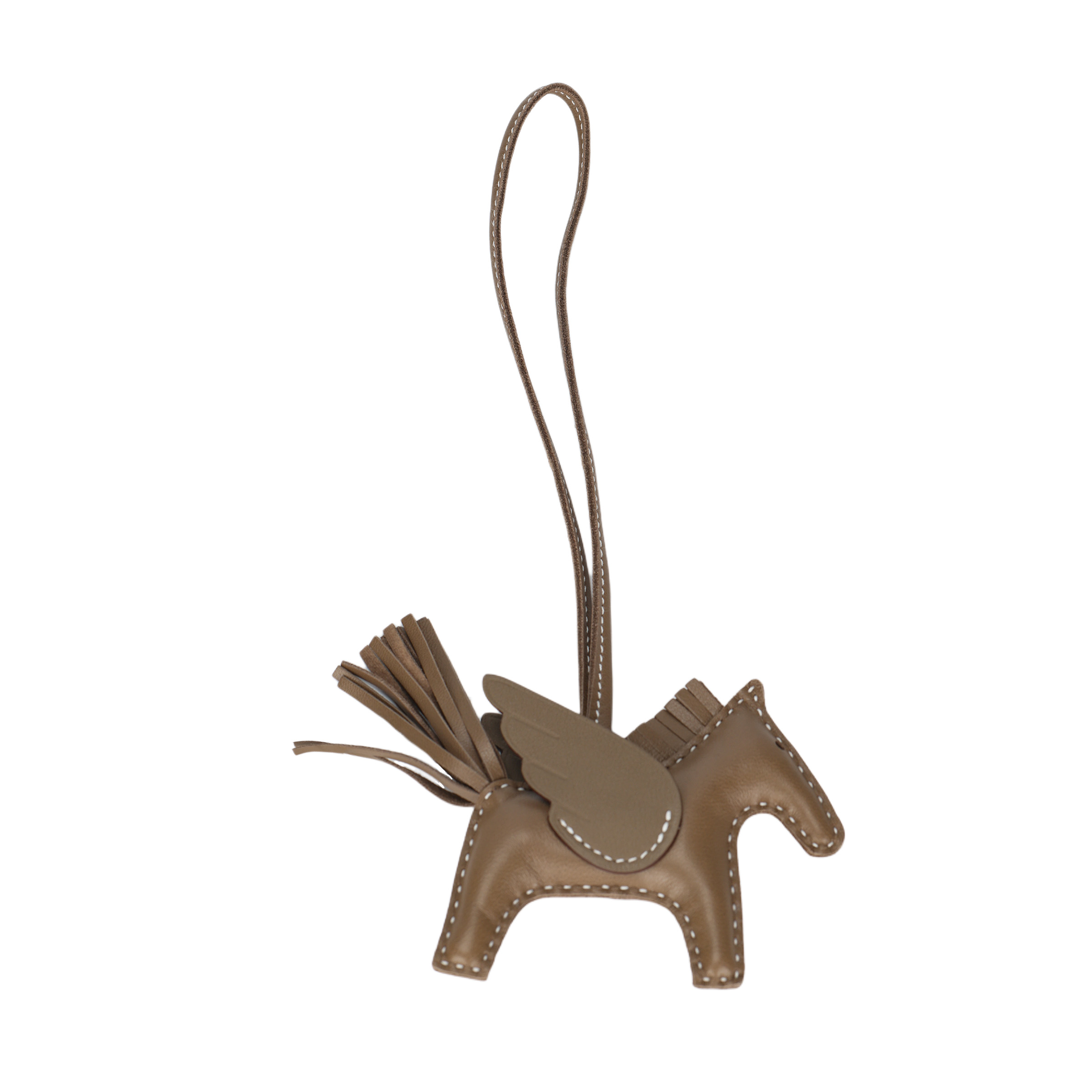 HERMES Кожаный кулон Rodeo Pegase унисекс слоновая кость, Brown — фото 3
