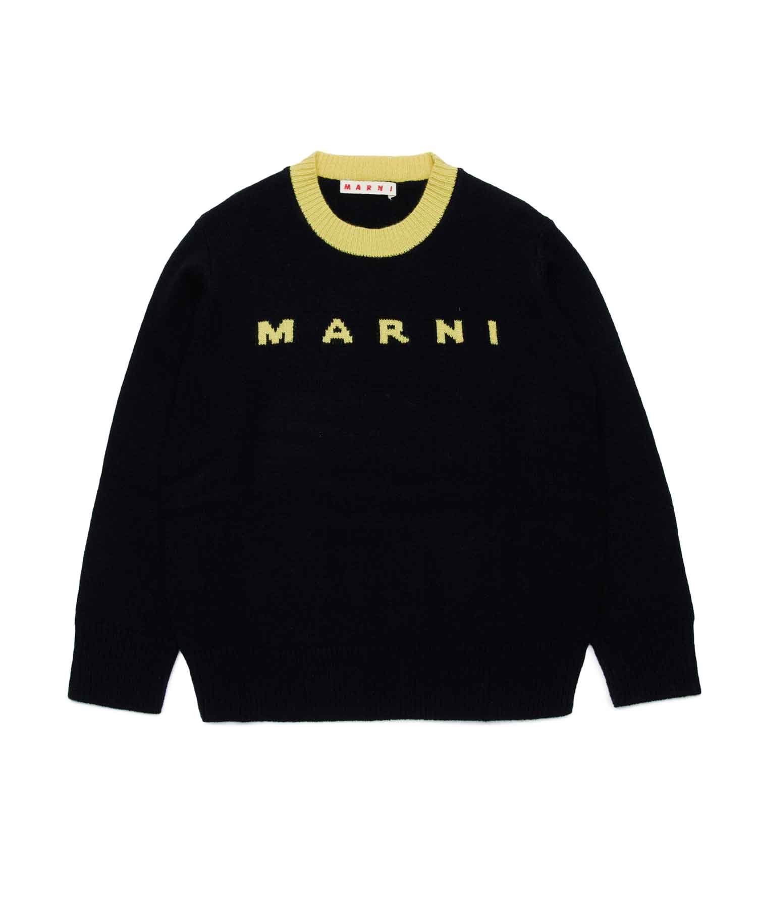 Вязаный свитер с логотипом бренда MARNI для детей и подростков, Black