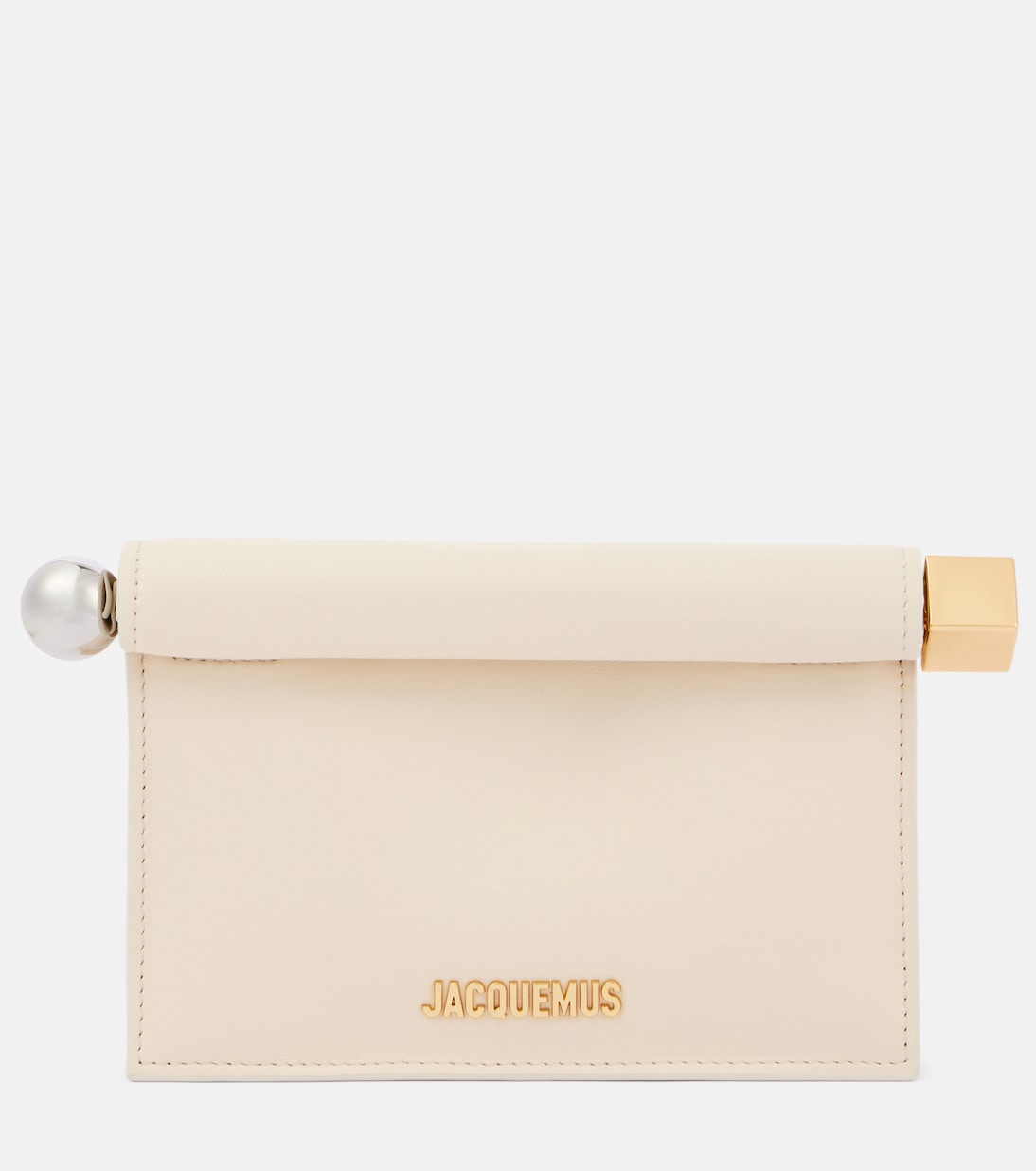 

Маленький клатш Rond Carré из кожи Jacquemus, Light Ivory