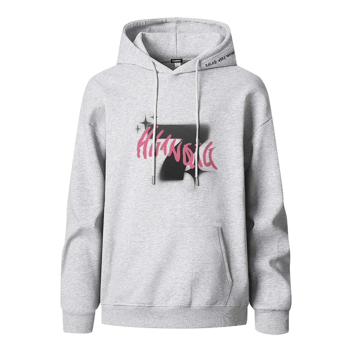 

Толстовка Unisex Hooded Moderate Heavyweight HUANQIU, белый heather серый