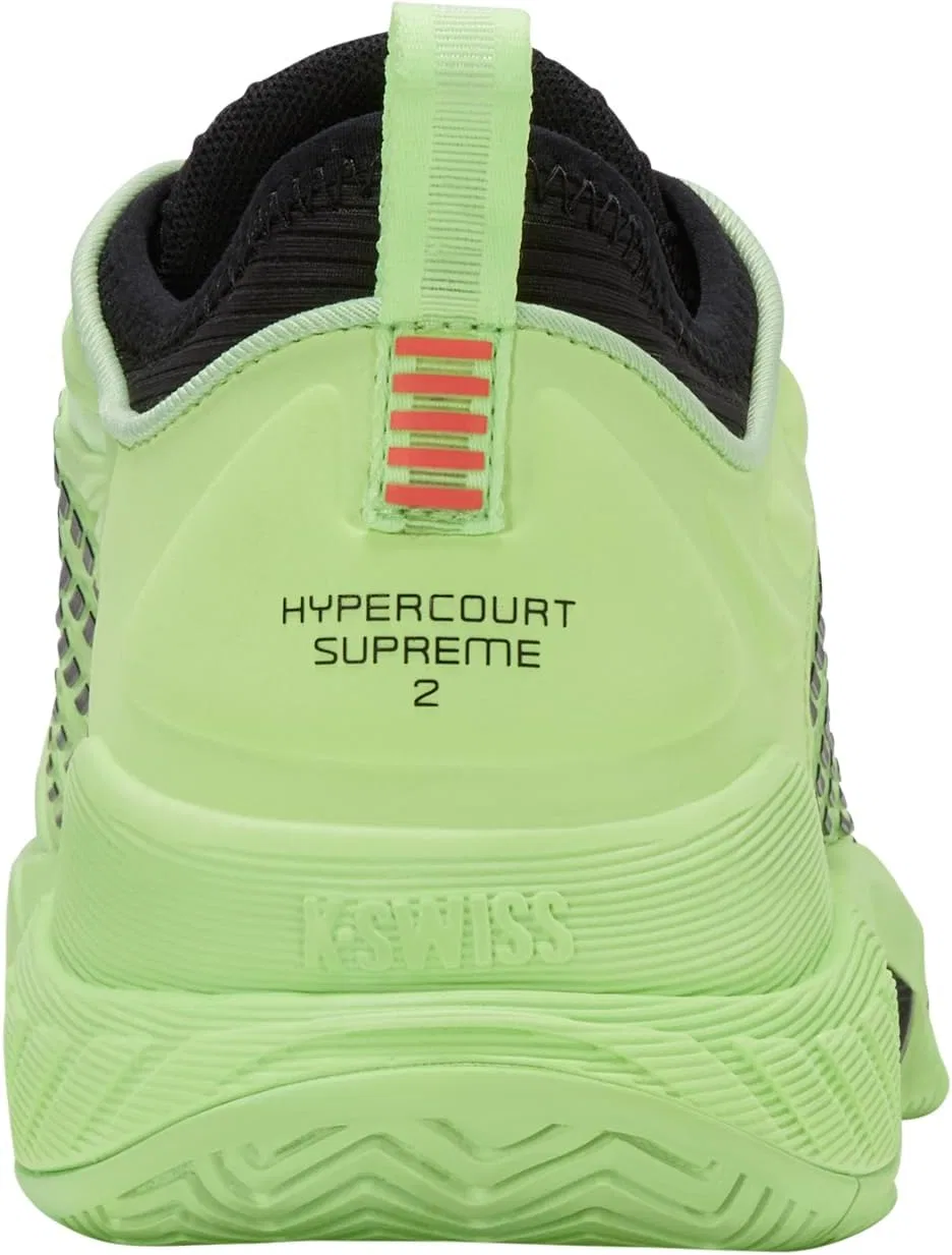 Кроссовки для тенниса K-Swiss Hypercourt Supreme 2, мужские, цвет Soft Neon Green/Black/Neon Lava — фото 4
