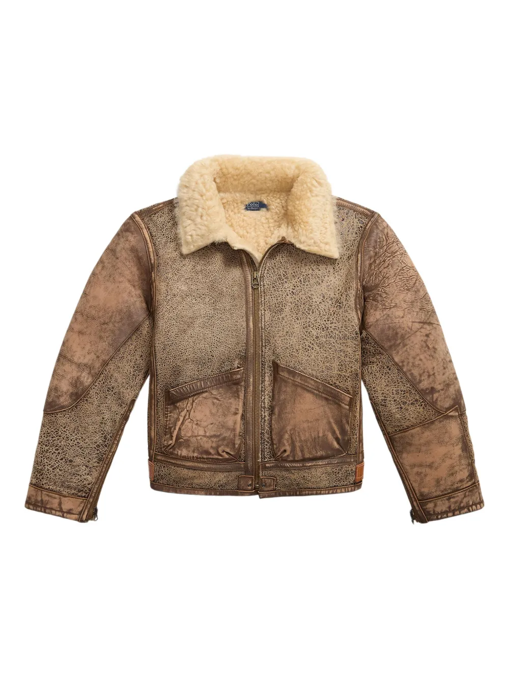 

Бомбер из овчины POLO RALPH LAUREN KIDS, коричневый