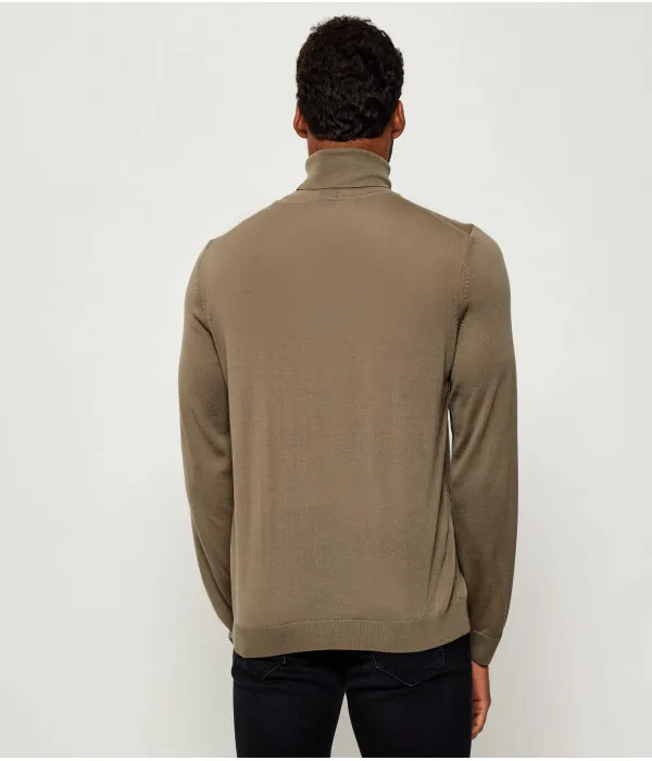 Шерстяная водолазка Musso-p Slim fit Boss, коричневый — фото 3